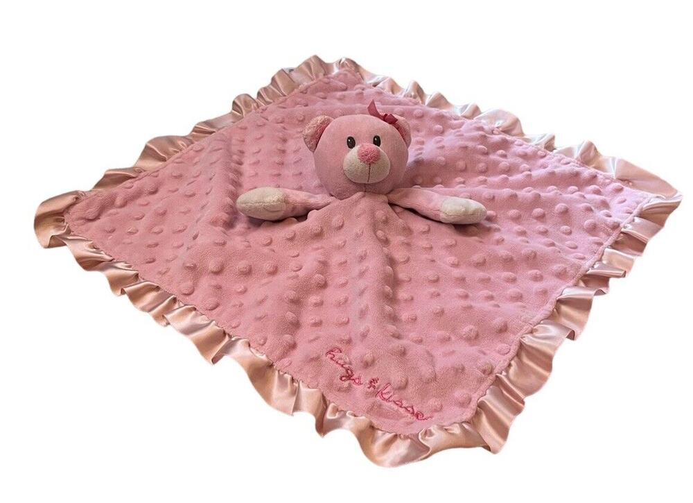 Baby Starters Pink Bear Hugs & Kisses Lovey Minky Dots Rattle Security Blanket